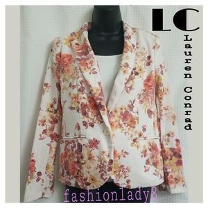 Lauren Conrad Red/Orange Floral Thick  Blazer